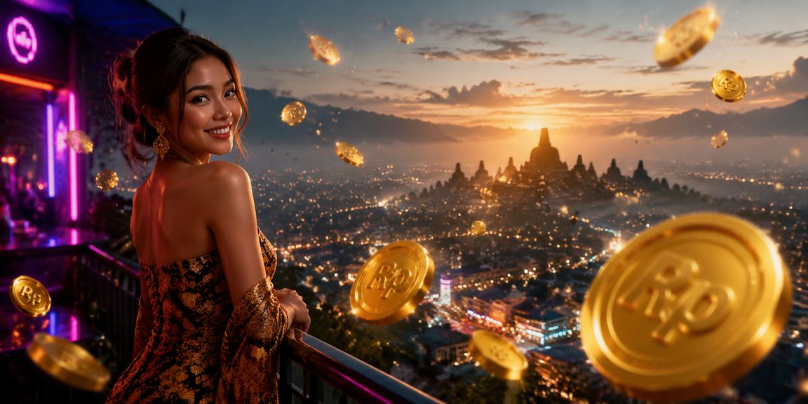 Suasana taruhan casino dengan cahaya neon yang imersif di grandbet888