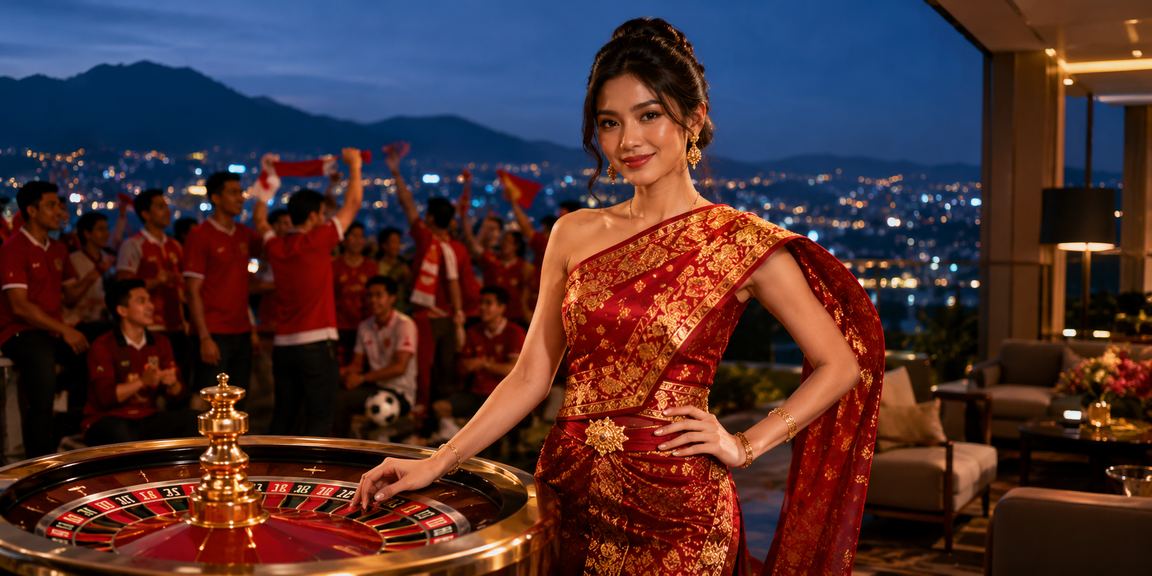 Meja roulette premium dengan atmosfer festival casino malam yang eksklusif