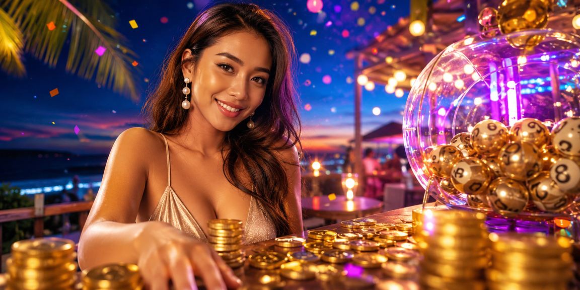 Suasana pasar malam Indonesia dengan aktivitas hiburan digital